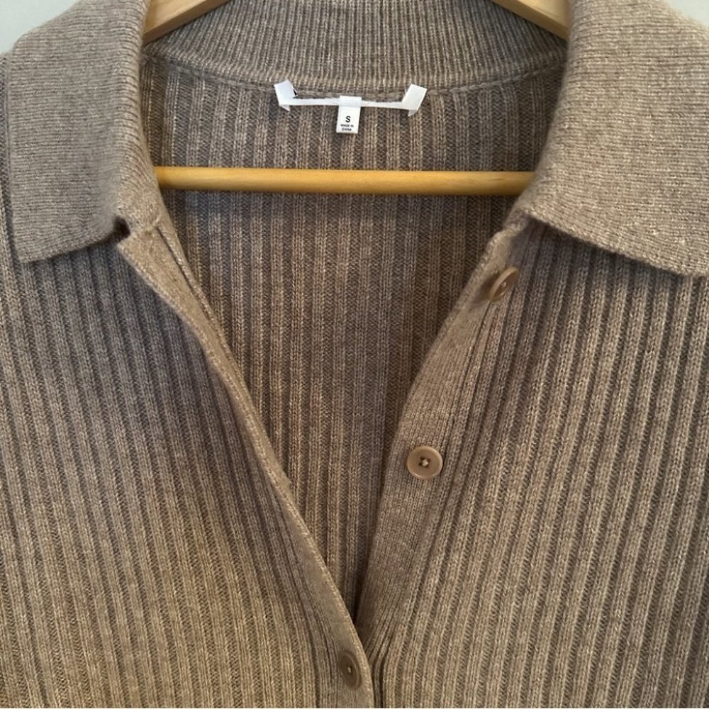 Reformation Fantino Cashmere Collared Cardigan in Oatmeal Beige - size S - Picture 5 of 9